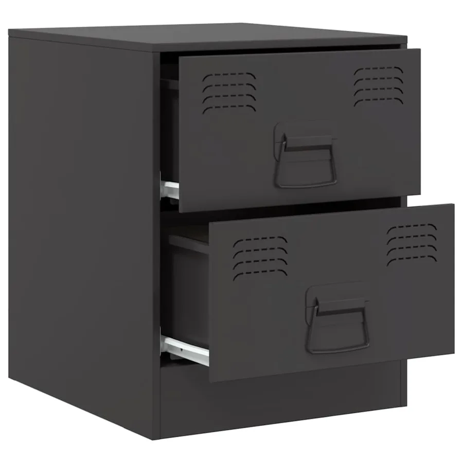 Tables de chevet 2 pcs noir 34,5x39x44 cm acier - 7