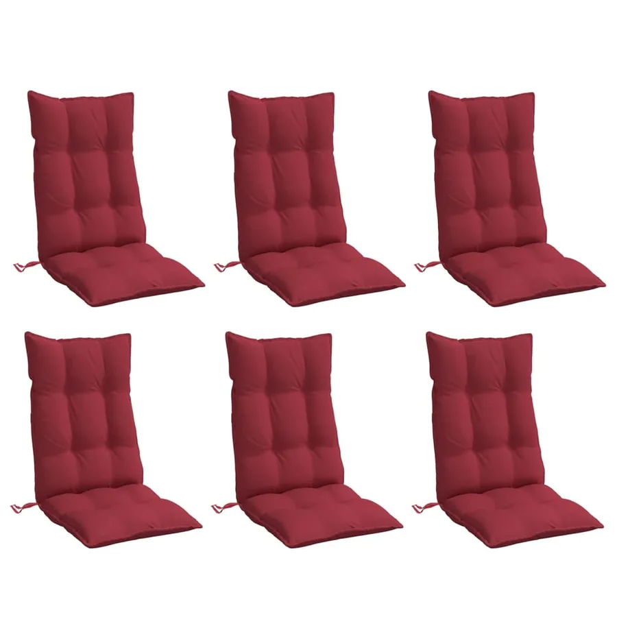 Coussins de chaise à dossier haut lot de 6 rouge bordeaux - 3