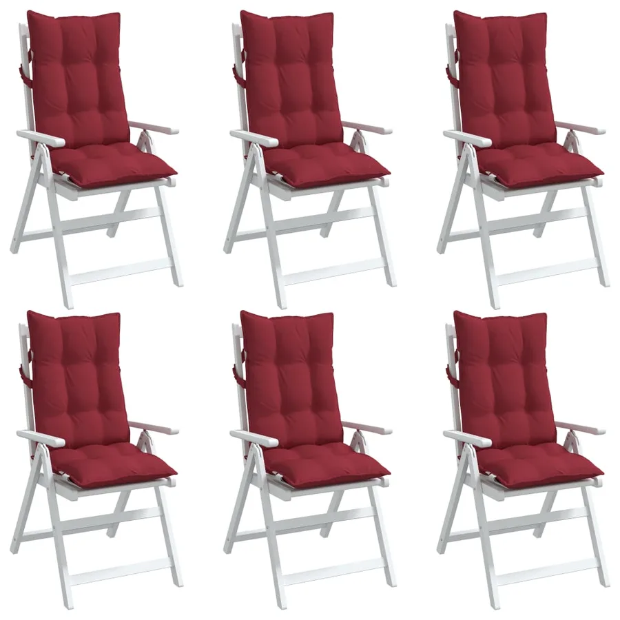 Coussins de chaise à dossier haut lot de 6 rouge bordeaux - 4