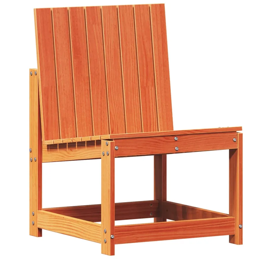 Salon de jardin 3 pcs cire marron bois de pin massif - 4