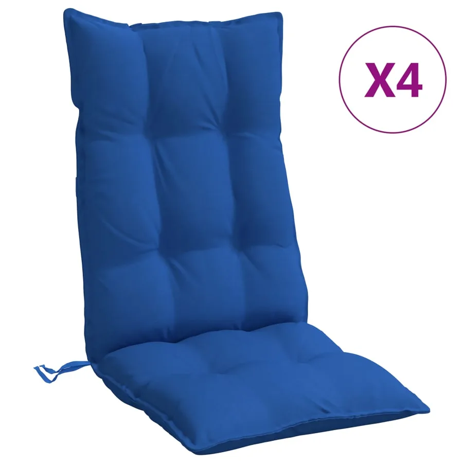 Coussins de chaise à dossier haut lot de 4 bleu royal - 2