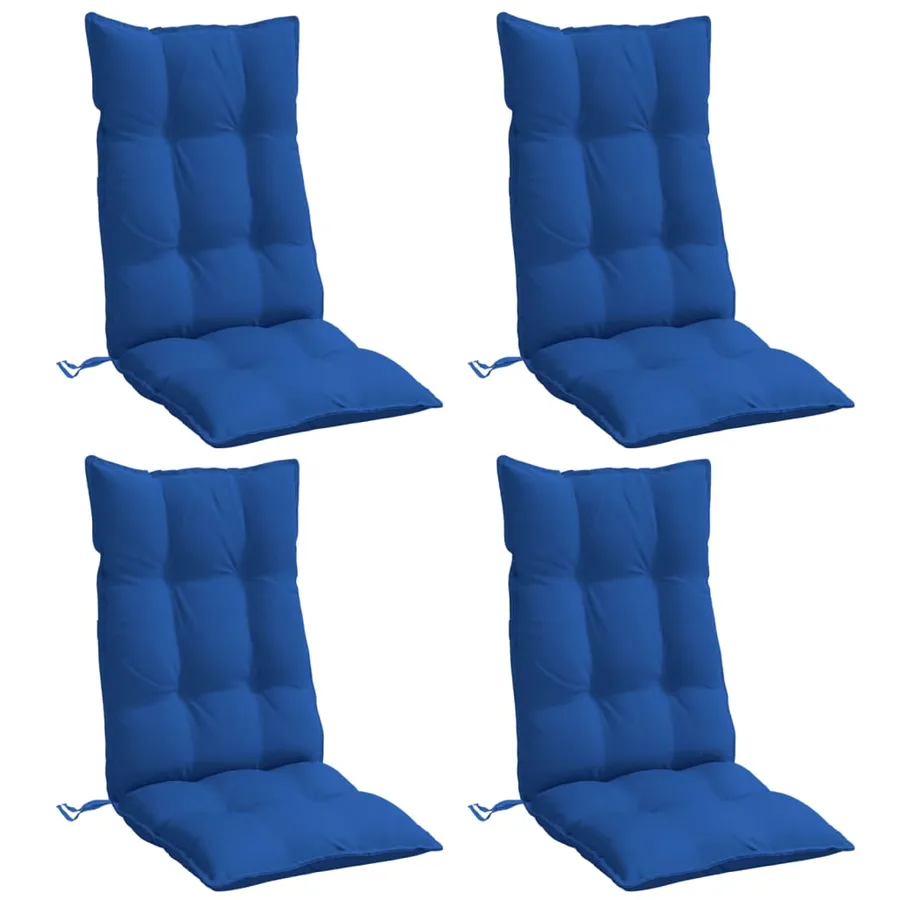Coussins de chaise à dossier haut lot de 4 bleu royal - 3