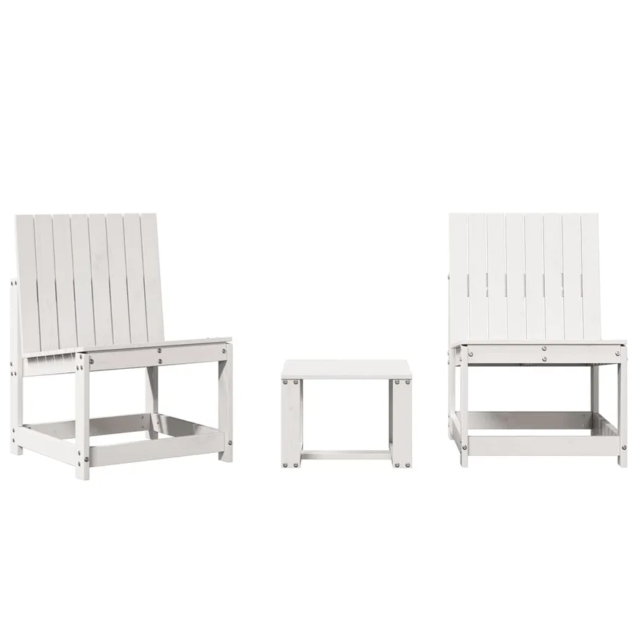 Salon de jardin 3 pcs blanc bois massif de pin - 2