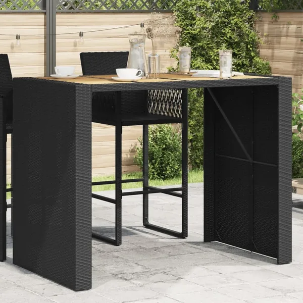 Table de bar de jardin et dessus en bois acacia résine tressée