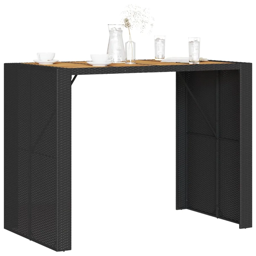 Table de bar de jardin et dessus en bois acacia résine tressée - 4