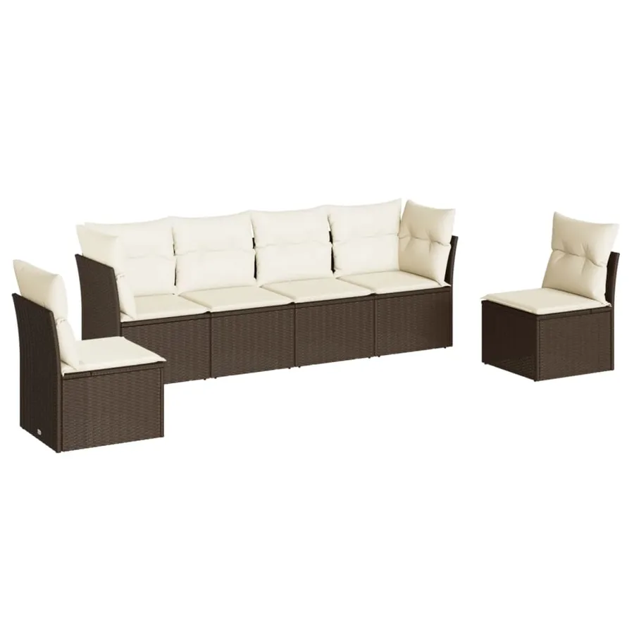 Salon de jardin avec coussins 6 pcs marron résine tressée - 2