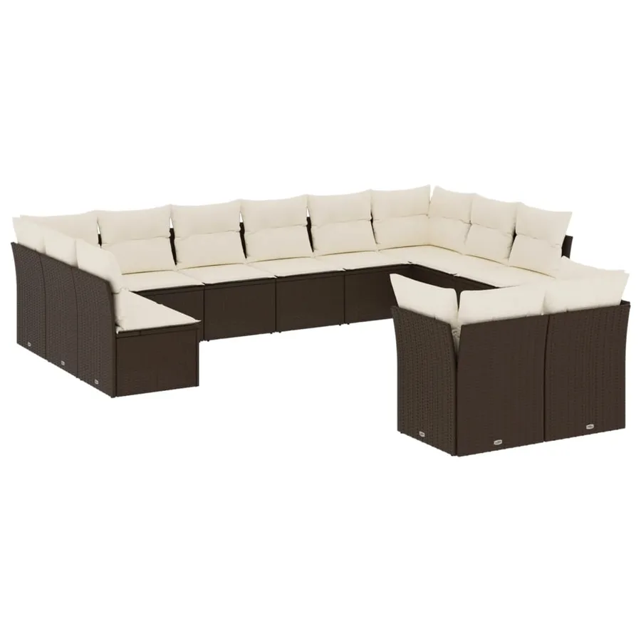 Salon de jardin avec coussins 12 pcs marron résine tressée - 2