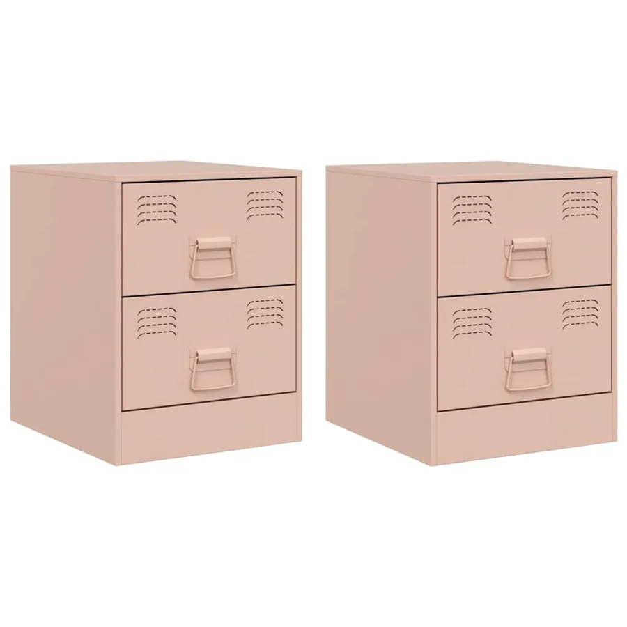 Tables de chevet 2 pcs rose 34,5x39x44 cm acier - 2