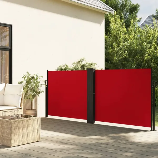 Auvent latéral rétractable rouge 140x600 cm