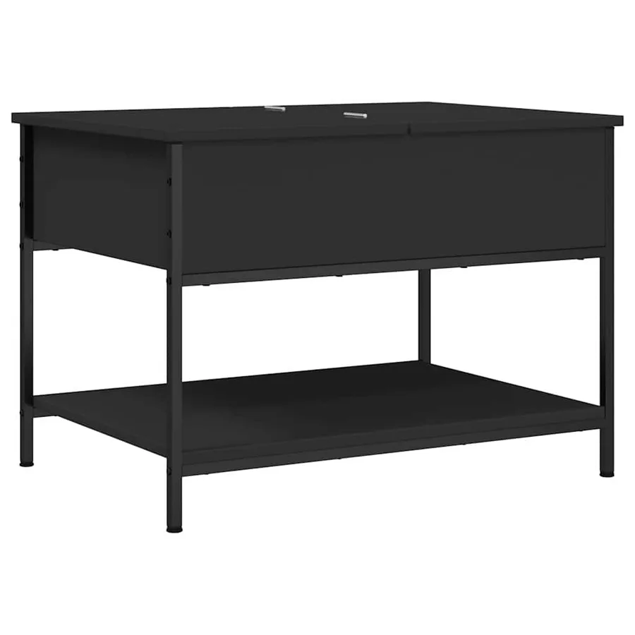 Table basse noir 70x50x50 cm bois d'ingénierie et métal - 2