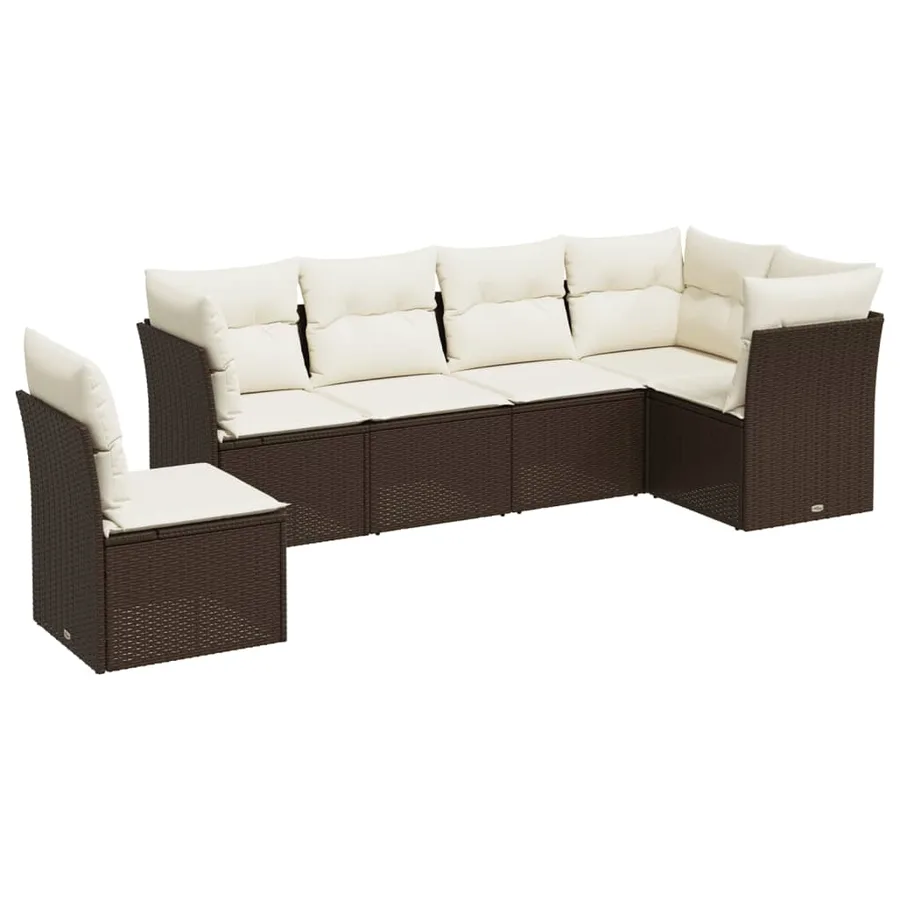 Salon de jardin avec coussins 6 pcs marron résine tressée - 2