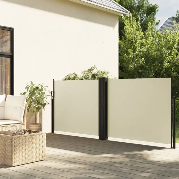 Auvent latéral rétractable crème 140x600 cm