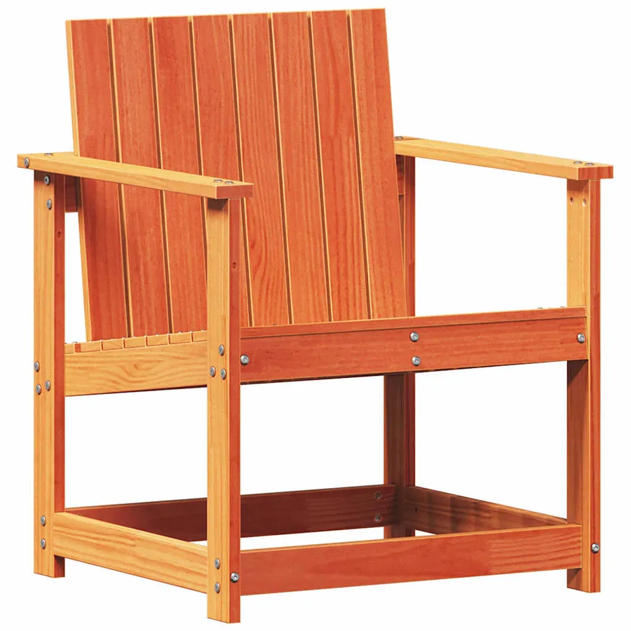 Salon de jardin 3 pcs cire marron bois de pin massif - 4