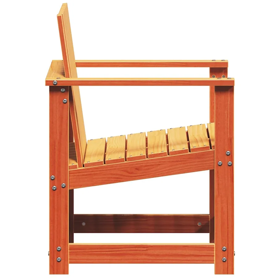 Salon de jardin 3 pcs cire marron bois de pin massif - 5