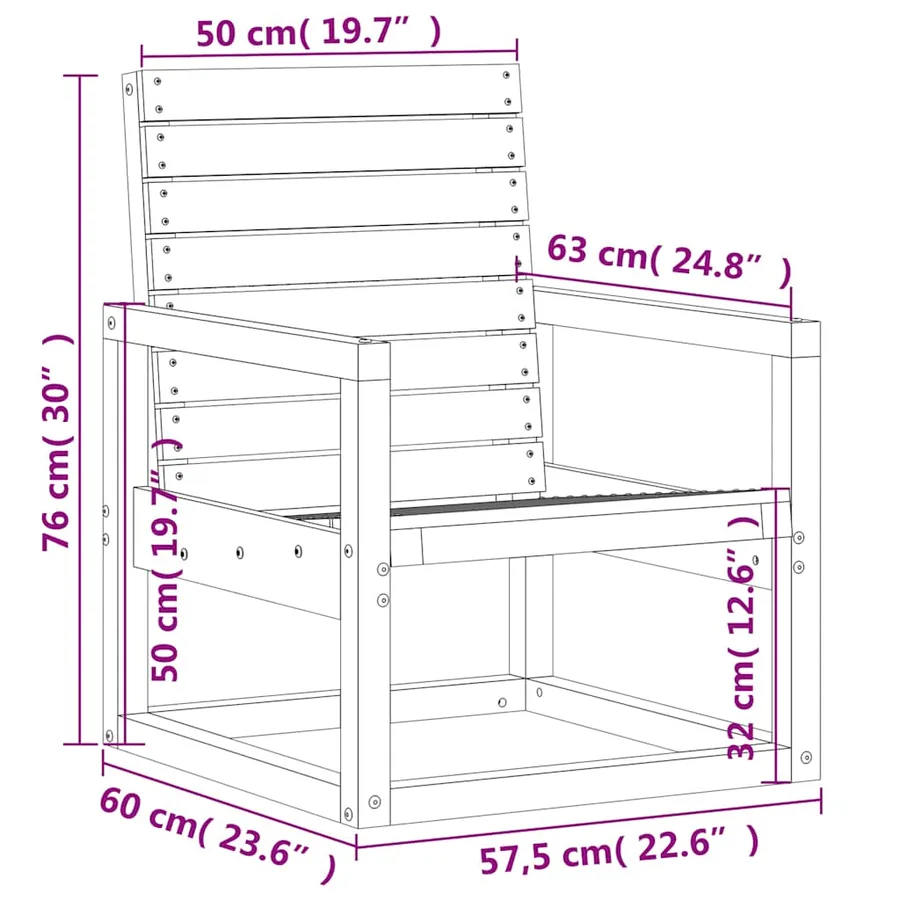 Salon de jardin 3 pcs bois massif de pin - 10