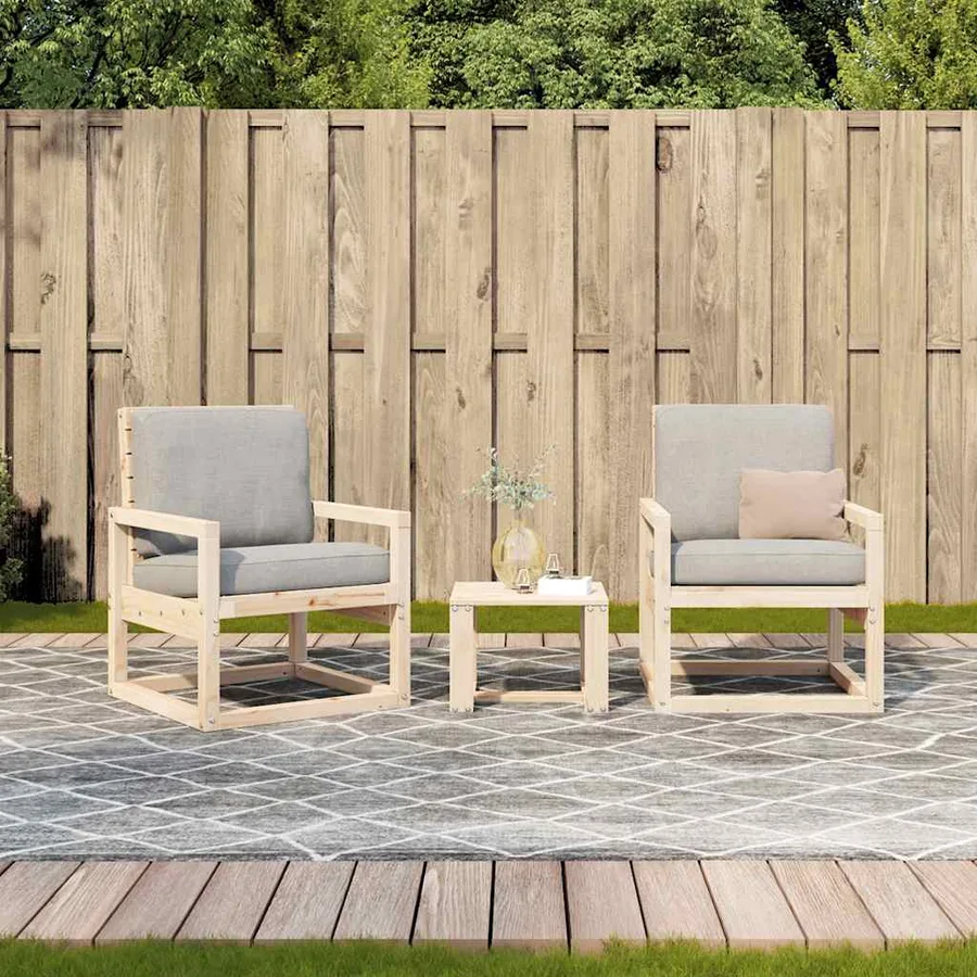 Salon de jardin 3 pcs bois massif de pin - 3
