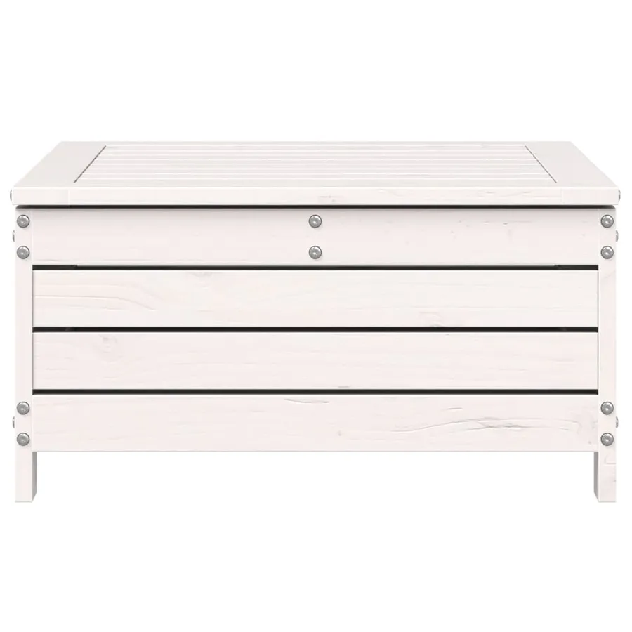 Repose-pied de jardin avec coussin blanc bois de pin massif - 4