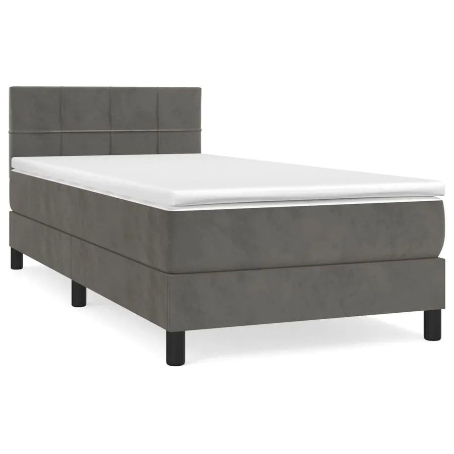 Sommier à lattes de lit et matelas Gris foncé 80x200 cm Velours - 2