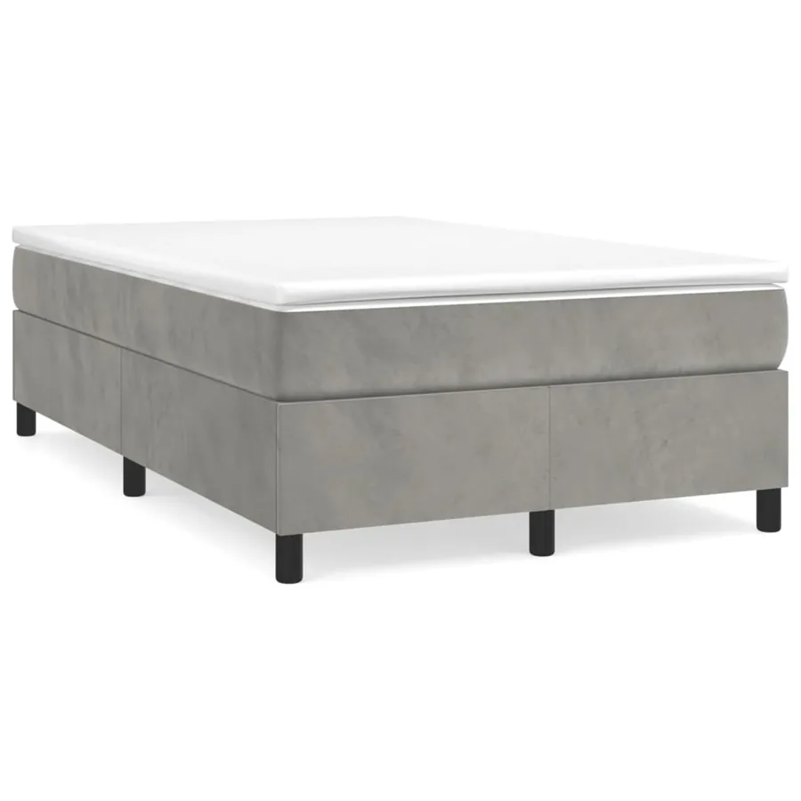 Sommier à lattes de lit et matelas gris clair 120x190cm velours