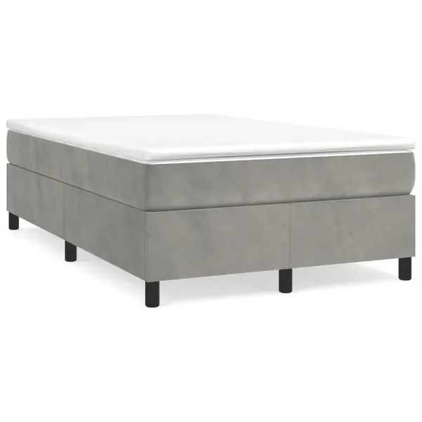 Sommier à lattes de lit et matelas gris clair 120x190cm velours