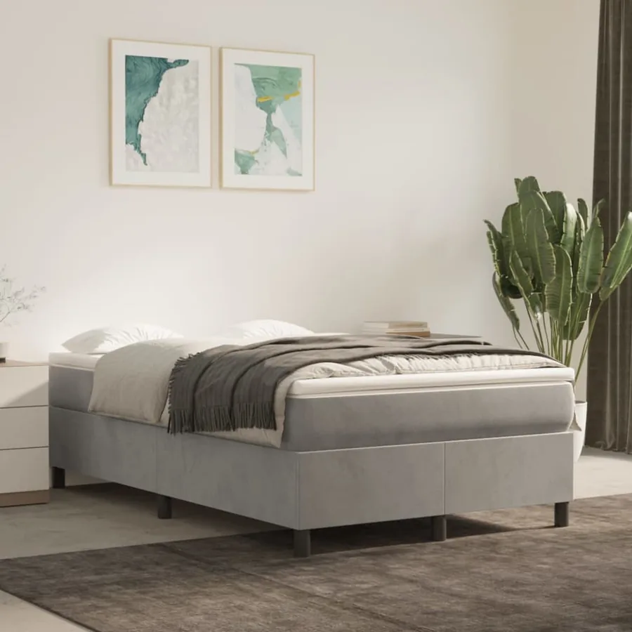 Sommier à lattes de lit et matelas gris clair 120x190cm velours - 3
