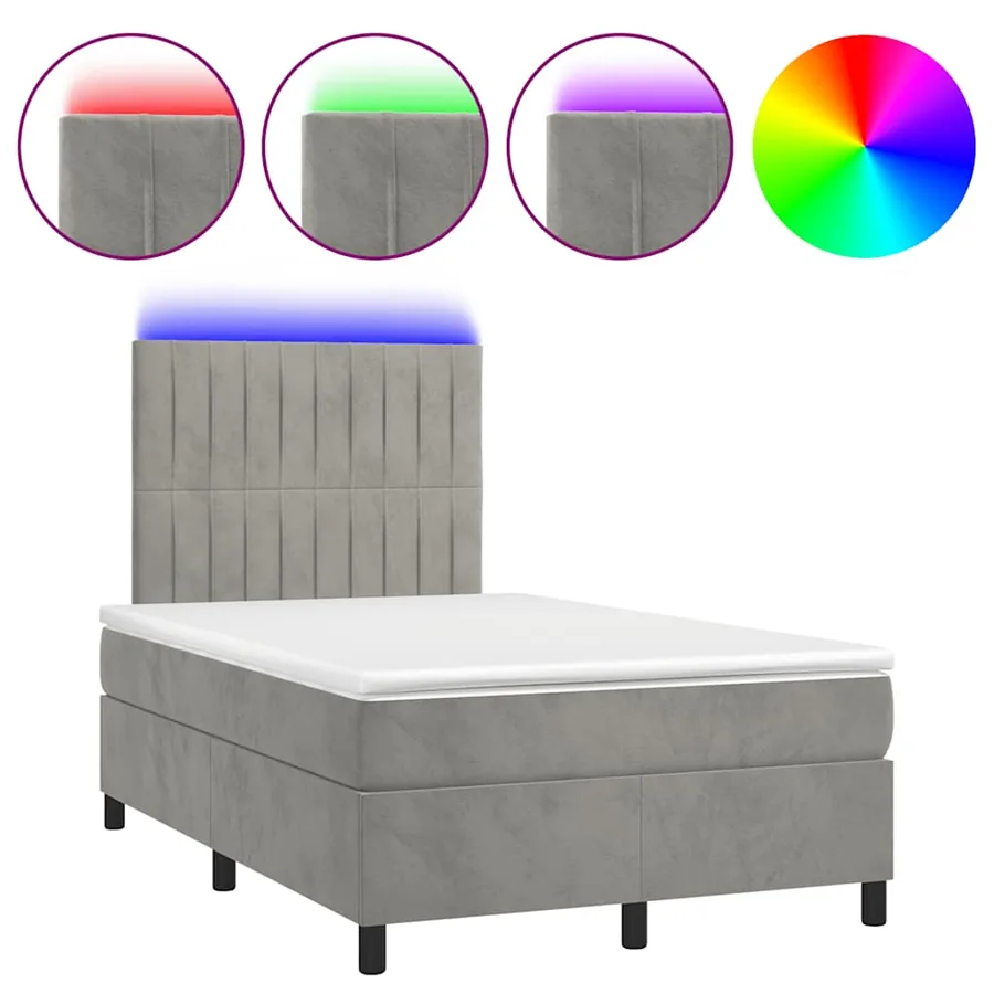 Sommier à lattes de lit avec matelas LED gris clair 120x190 cm - 2