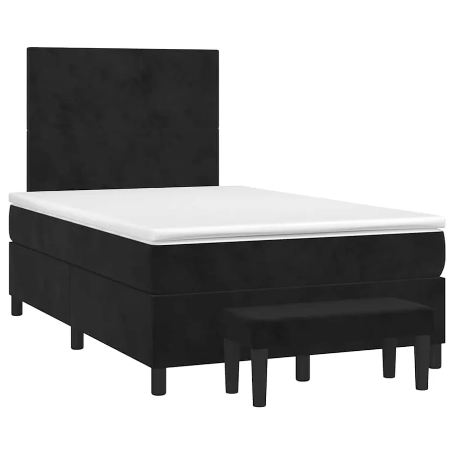 Sommier à lattes de lit avec matelas noir 120x190 cm velours - 2