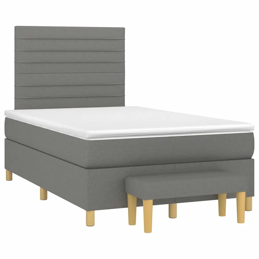 Sommier à lattes de lit avec matelas gris foncé 120x190cm tissu - 2
