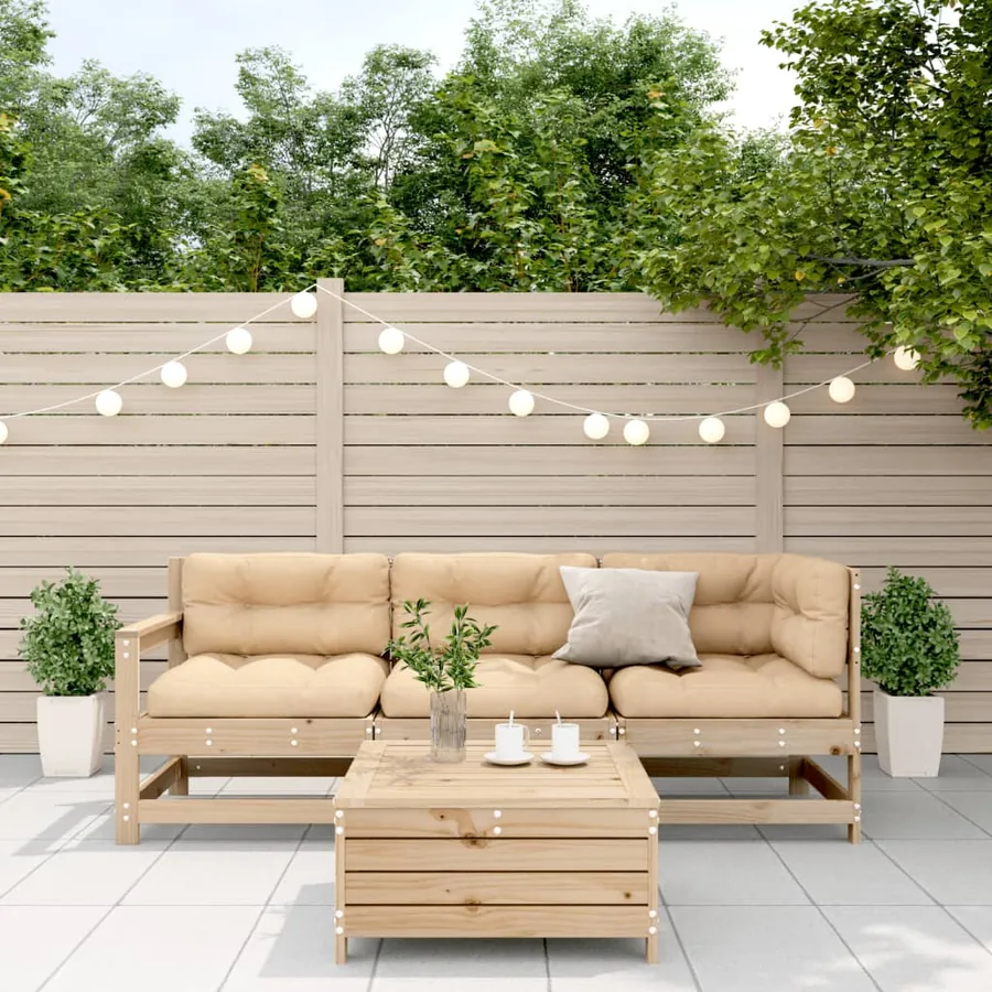 Salon de jardin 4 pcs avec coussins Bois de pin massif - 3
