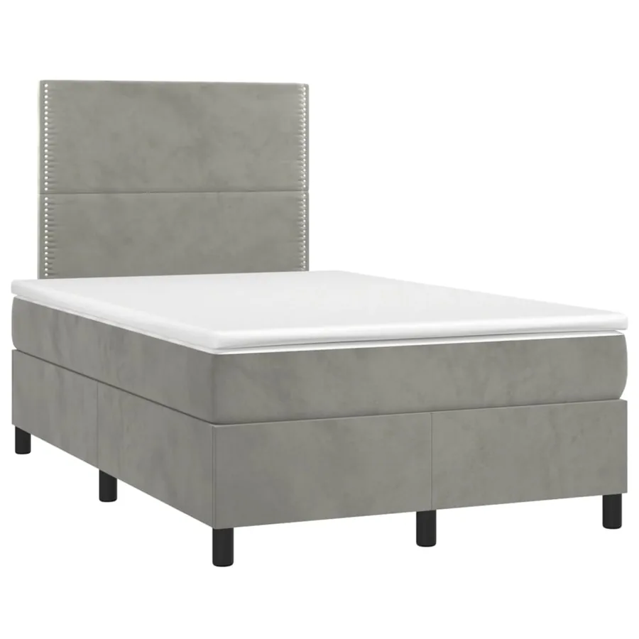 Sommier à lattes de lit et matelas gris clair 120x190cm velours - 2