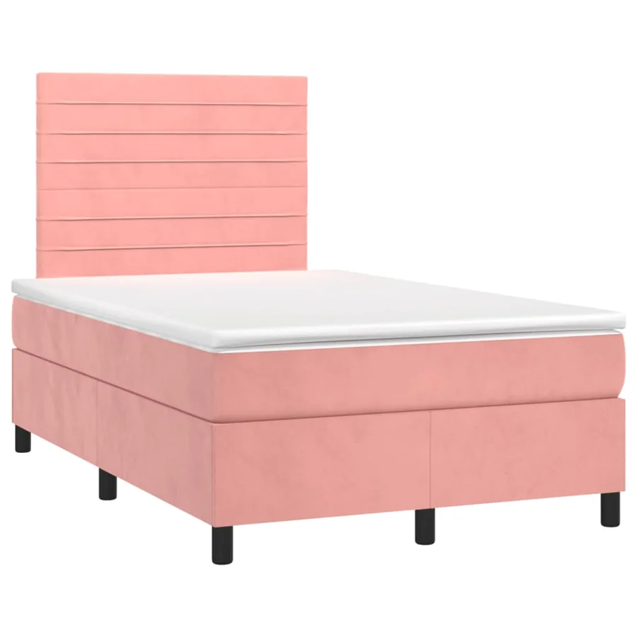 Sommier à lattes de lit avec matelas rose 120x190 cm velours - 2
