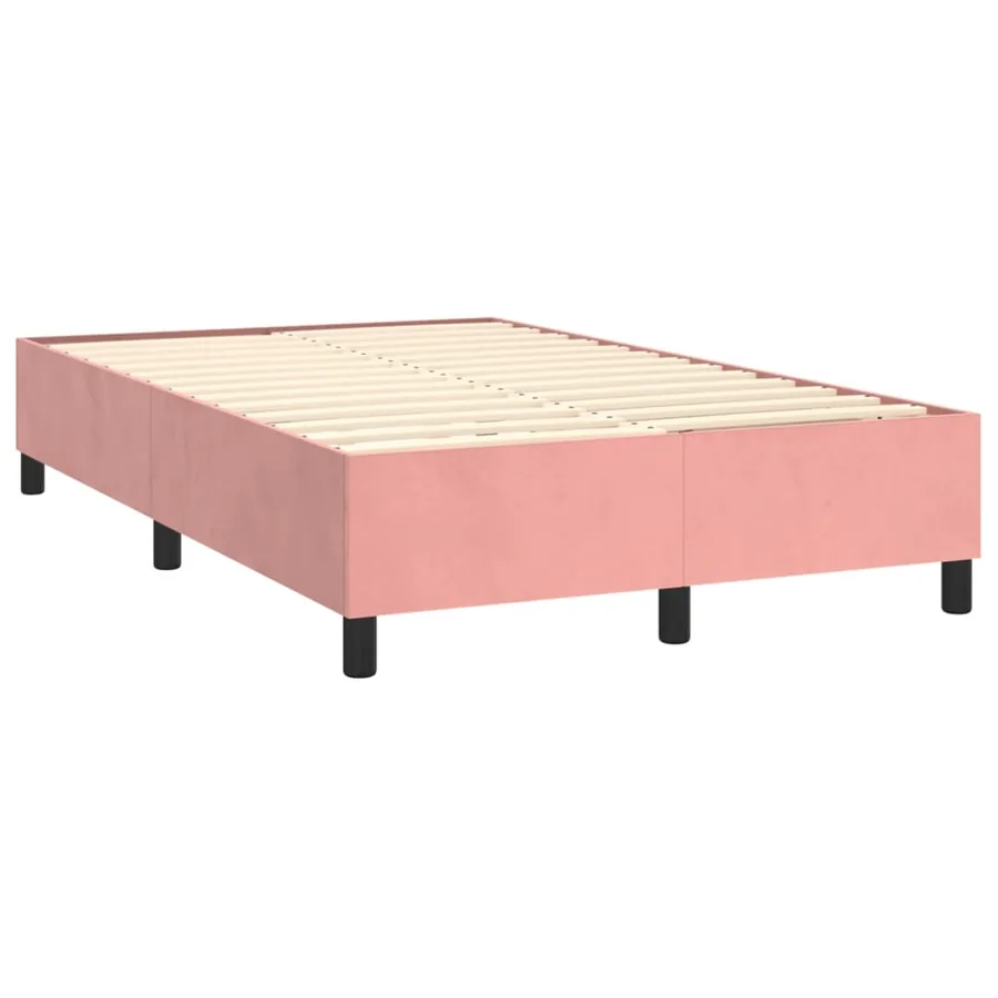 Sommier à lattes de lit avec matelas rose 120x190 cm velours - 4