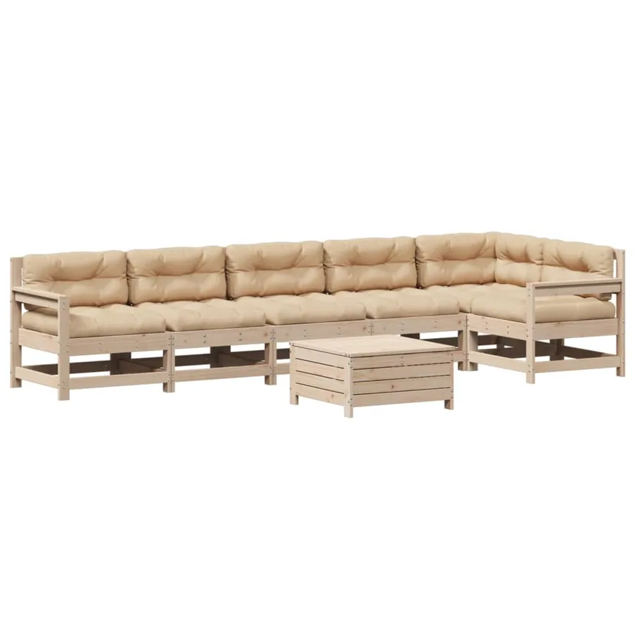 Salon de jardin 7 pcs avec coussins Bois de pin massif - 2