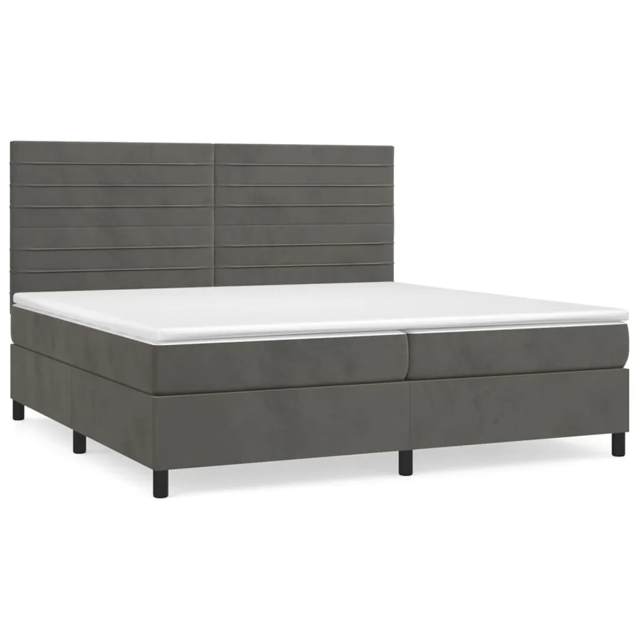 Sommier à lattes de lit et matelas Gris foncé 200x200cm Velours - 2