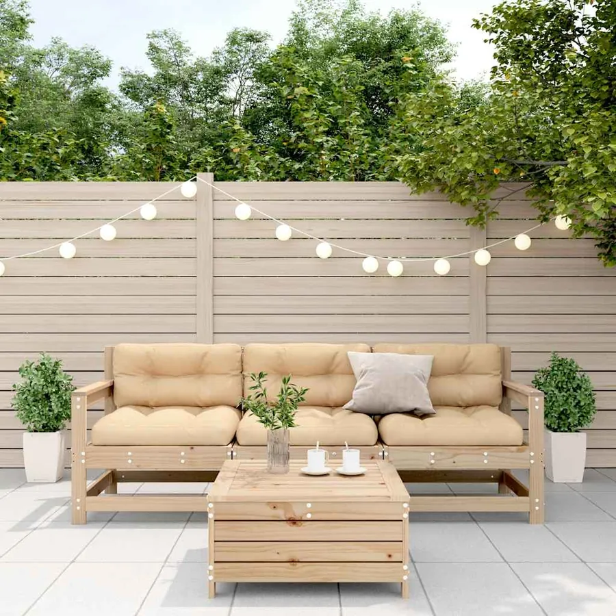 Salon de jardin 4 pcs avec coussins Bois de pin massif - 3