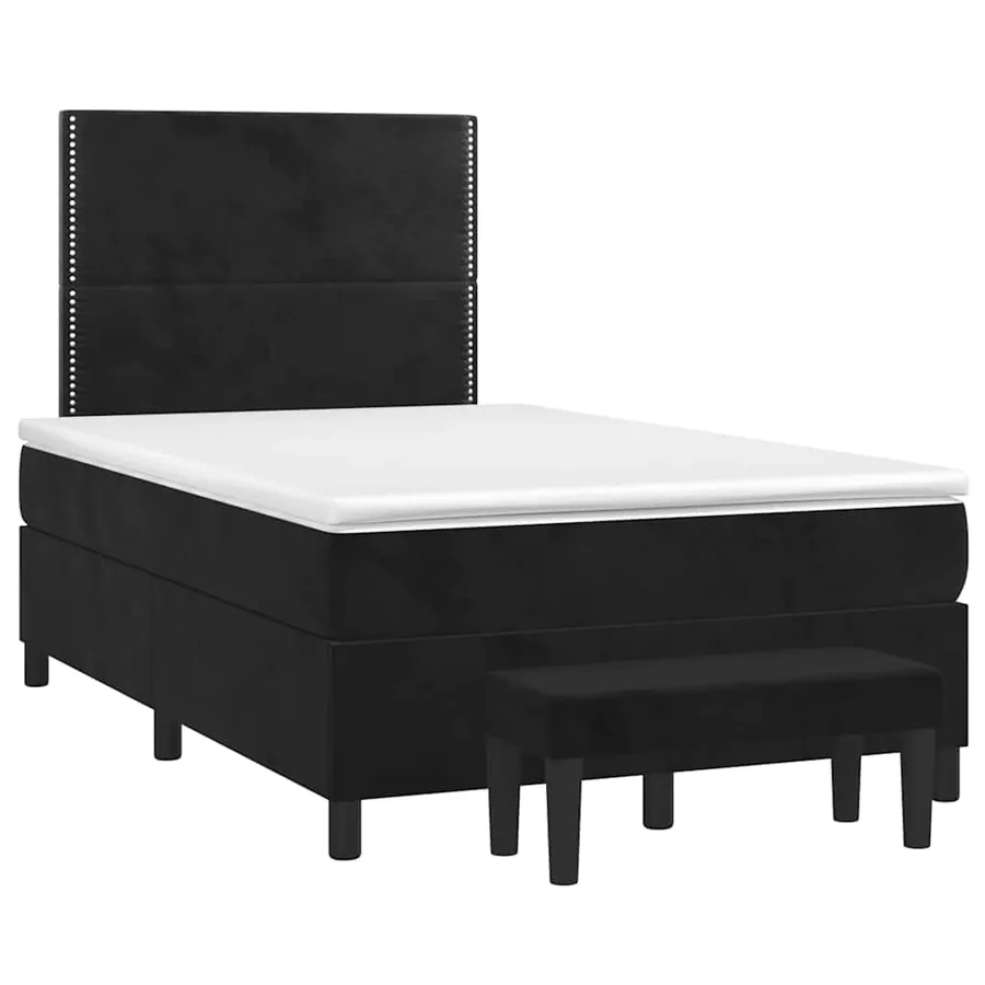Sommier à lattes de lit avec matelas noir 120x190 cm velours - 2