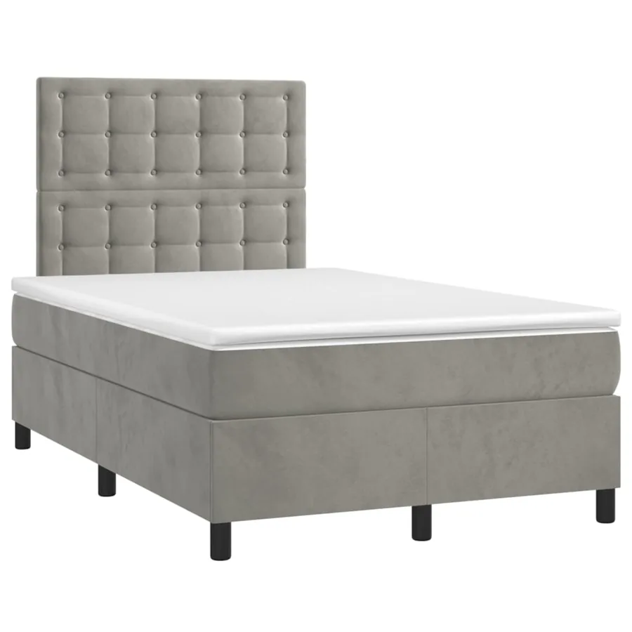 Sommier à lattes de lit avec matelas LED gris clair 120x190 cm - 3