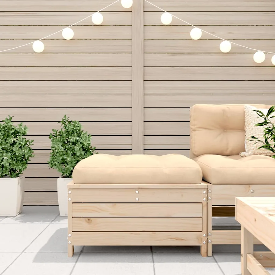 Repose-pied de jardin avec coussin bois de pin massif - 3