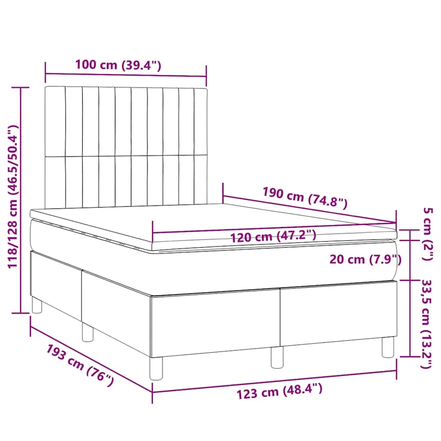 Sommier à lattes de lit avec matelas rose 120x190 cm velours - 9