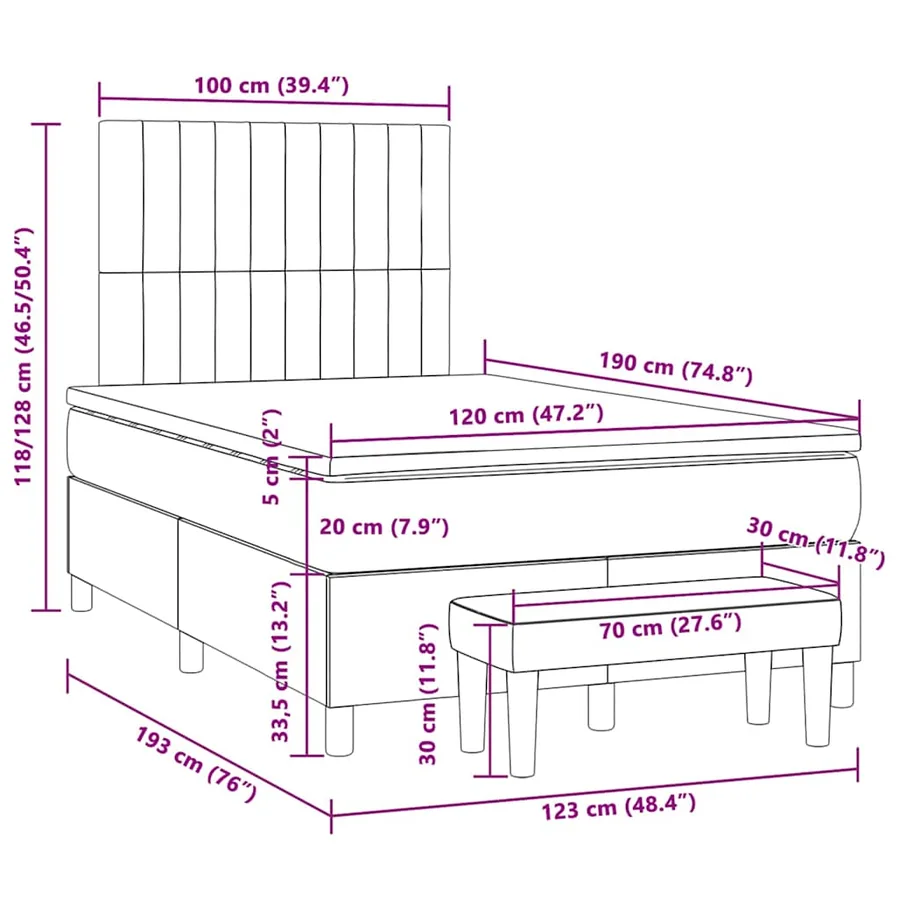 Sommier à lattes de lit avec matelas rose 120x190 cm velours - 10