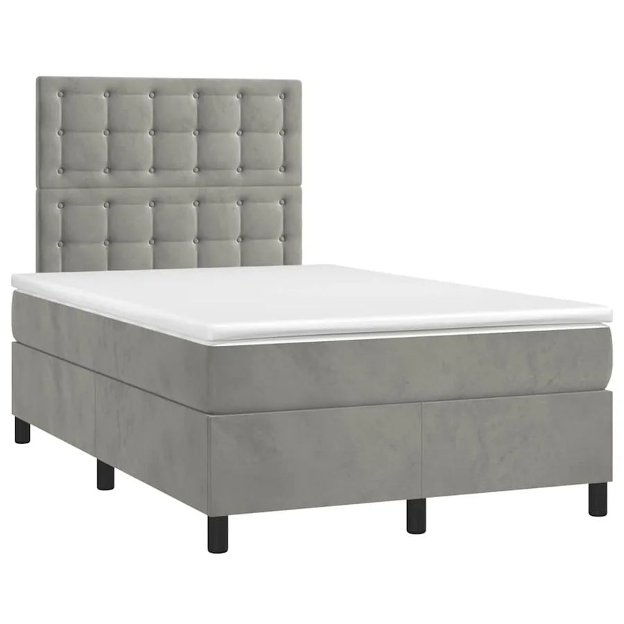 Sommier à lattes de lit et matelas gris clair 120x190cm velours - 2