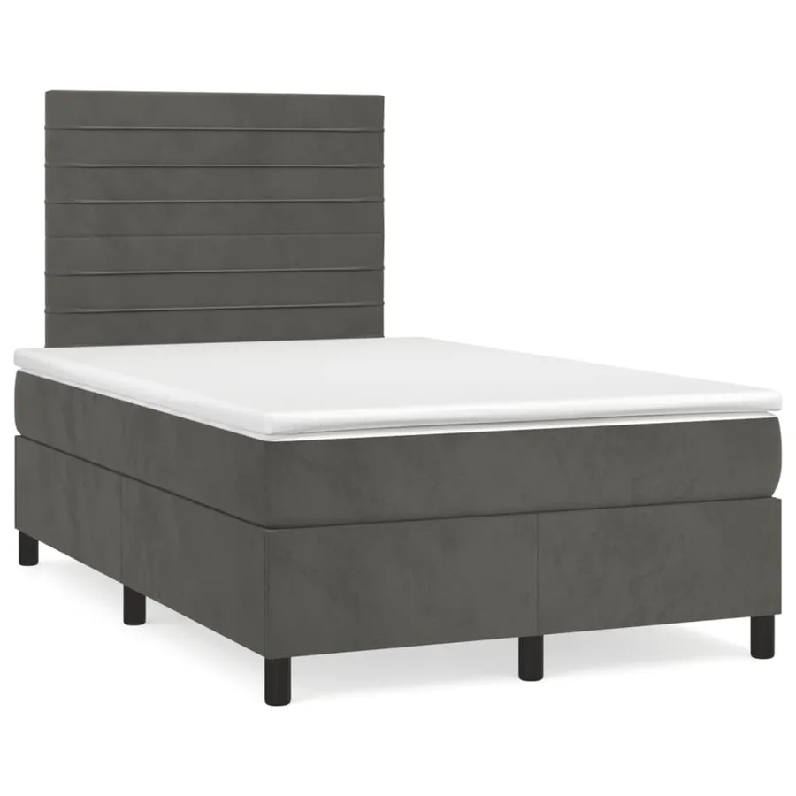 Sommier à lattes de lit et matelas Gris foncé 120x200cm Velours - 2