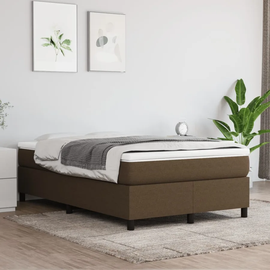 Sommier à lattes de lit et matelas marron foncé 120x190cm tissu - 3