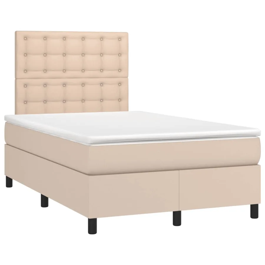 Sommier à lattes de lit matelas cappuccino 120x190cm similicuir - 2