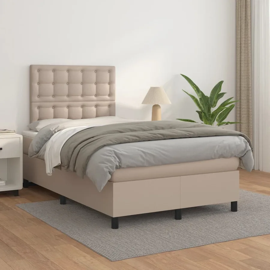 Sommier à lattes de lit matelas cappuccino 120x190cm similicuir - 3