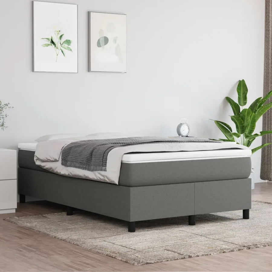 Sommier à lattes de lit avec matelas gris foncé 120x190cm tissu - 3