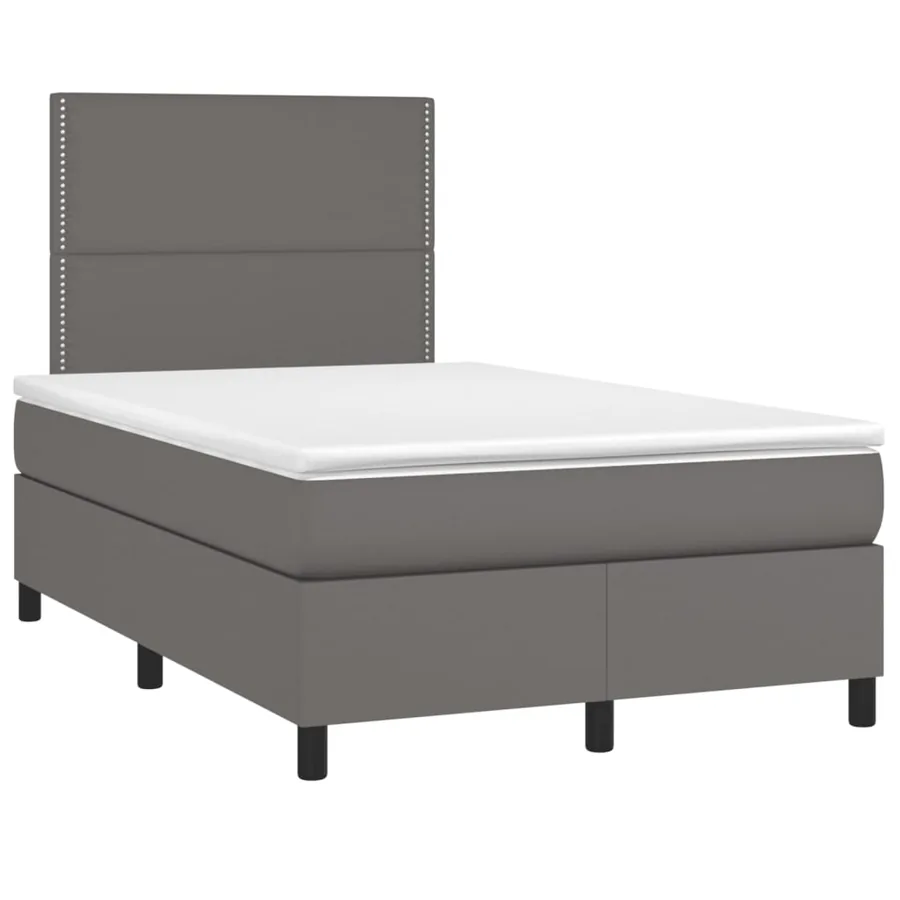 Sommier à lattes de lit avec matelas gris 120x190 cm similicuir - 2