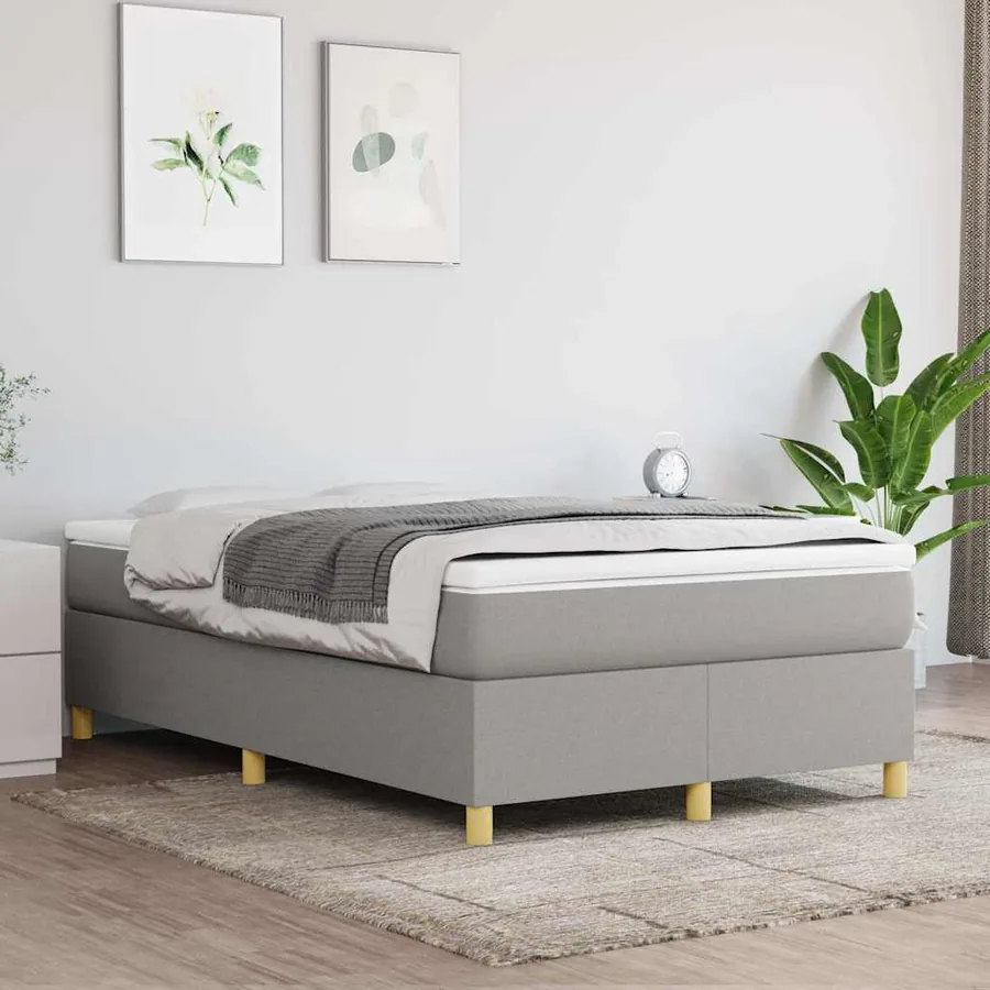 Sommier à lattes de lit et matelas gris clair 120x190 cm tissu - 3