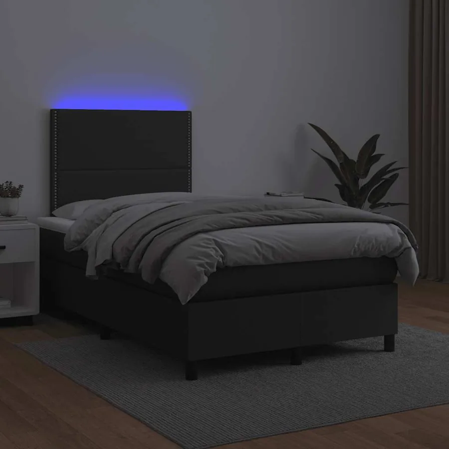 Sommier à lattes de lit matelas LED noir 120x190 cm similicuir - 4