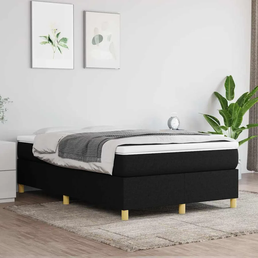 Sommier à lattes de lit avec matelas noir 120x190 cm tissu - 3